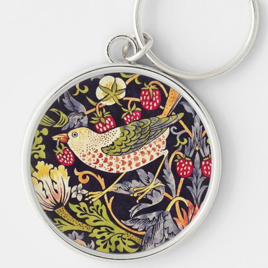 William Morris Strawberry Thief Floral Art Nouveau Sleutelhanger (Voorkant)