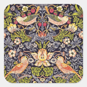 William Morris Strawberry Thief Floral Art Nouveau Vierkante Sticker