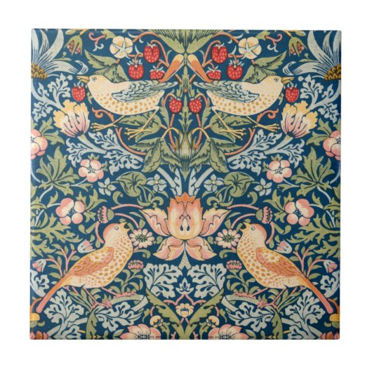 William Morris Strawberry Thief Floral patroon Tegeltje (Voorkant)