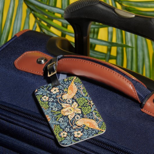 William Morris Strawberry Thief Floral Pattern Bagagelabel (Voorkant Insitu 1)