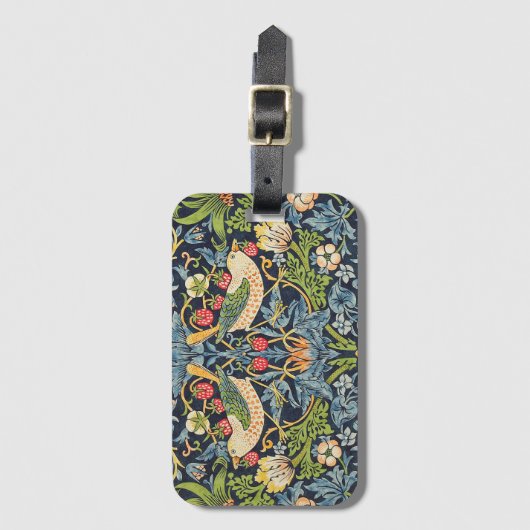 William Morris Strawberry Thief Floral Pattern Bagagelabel (Voorkant (verticaal))