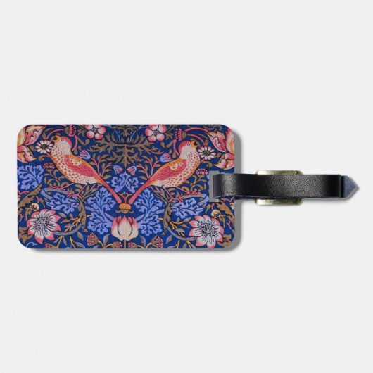 William Morris Strawberry Thief Floral Pattern Bagagelabel (Achterkant horizontaal)