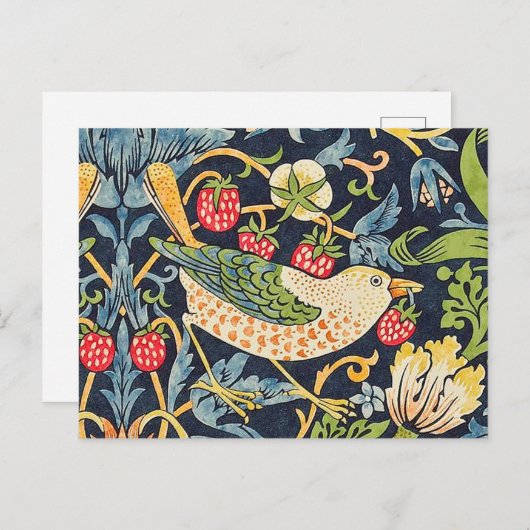 William Morris Strawberry Thief Floral Pattern Briefkaart (Voorkant / Achterkant)