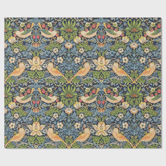 William Morris Strawberry Thief Floral Pattern Cadeaupapier (Vlak)
