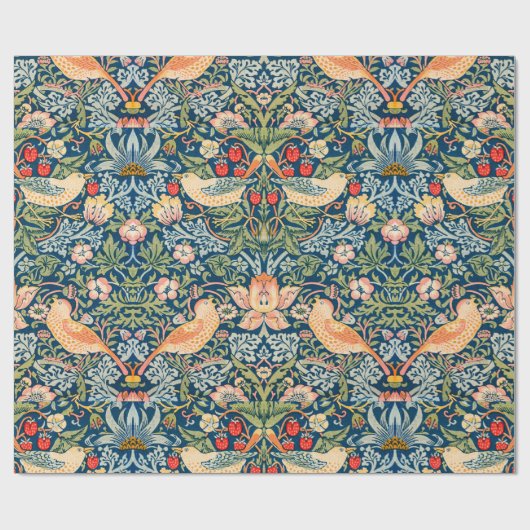 William Morris Strawberry Thief Floral Pattern Cadeaupapier (Vlak)