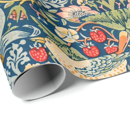 William Morris Strawberry Thief Floral Pattern Cadeaupapier (Rol Hoek)