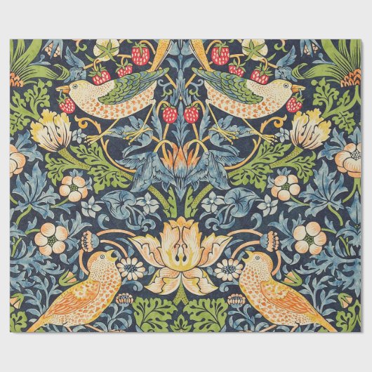 William Morris Strawberry Thief Floral Pattern Cadeaupapier (Vlak)