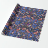 William Morris Strawberry Thief Floral Pattern Cadeaupapier (Uitgerold)