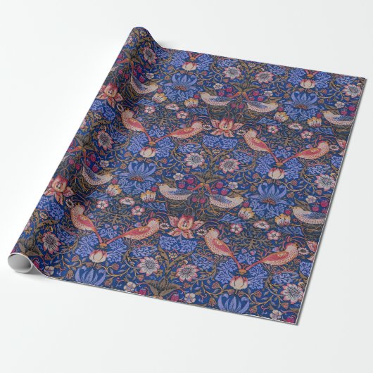 William Morris Strawberry Thief Floral Pattern Cadeaupapier (Uitgerold)