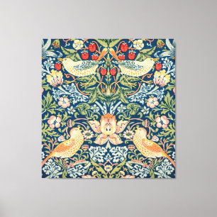 William Morris Strawberry Thief Floral Pattern Canvas Afdruk