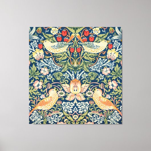 William Morris Strawberry Thief Floral Pattern Canvas Afdruk (Voorkant)