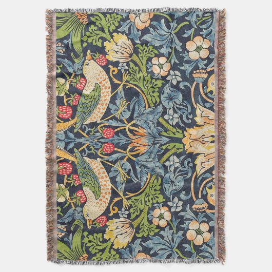 William Morris Strawberry Thief Floral Pattern Deken (Voorkant Verticaal)