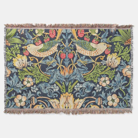 William Morris Strawberry Thief Floral Pattern Deken (Voorkant)
