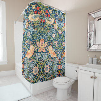 William Morris Strawberry Thief Floral Pattern Douchegordijn