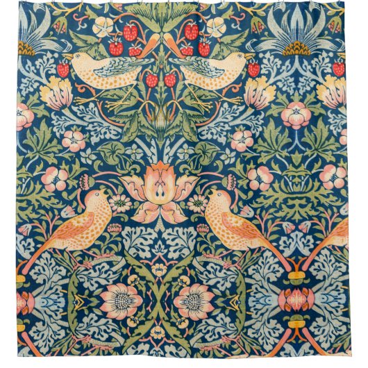 William Morris Strawberry Thief Floral Pattern Douchegordijn (Voorkant)