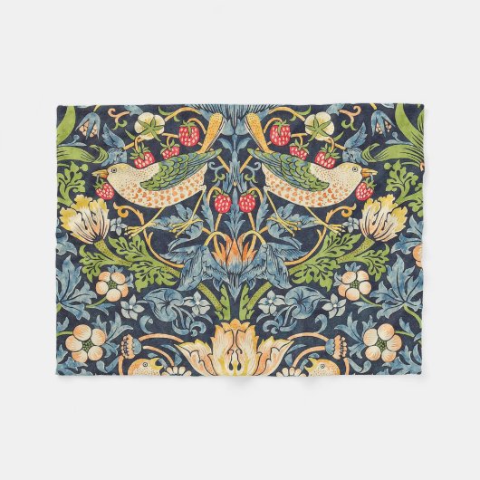William Morris Strawberry Thief Floral Pattern Fleece Deken (Voorkant (Horizontaal))