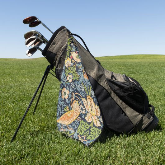 William Morris Strawberry Thief Floral Pattern Golfhanddoek (Groen)