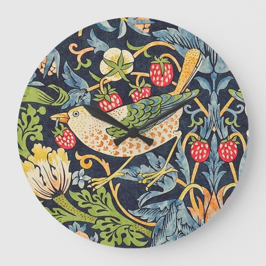William Morris Strawberry Thief Floral Pattern Grote Klok (Voorkant)