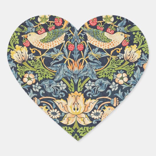 William Morris Strawberry Thief Floral Pattern Hart Sticker (Voorkant)