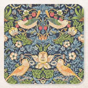 William Morris Strawberry Thief Floral Pattern Kartonnen Onderzetters