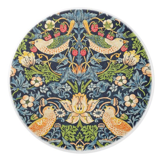 William Morris Strawberry Thief Floral Pattern Keramische Knop (Voorkant)