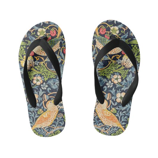 William Morris Strawberry Thief Floral Pattern Kinder Teenslippers (Voetbed)