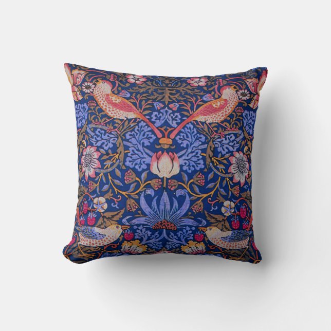 William Morris Strawberry Thief Floral Pattern Kussen (Voorkant)