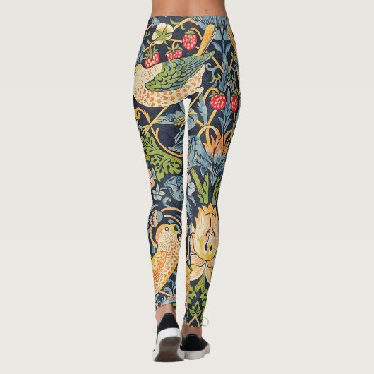 William Morris Strawberry Thief Floral Pattern Leggings (Achterkant)