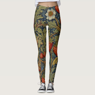 William Morris Strawberry Thief Floral Pattern Leggings