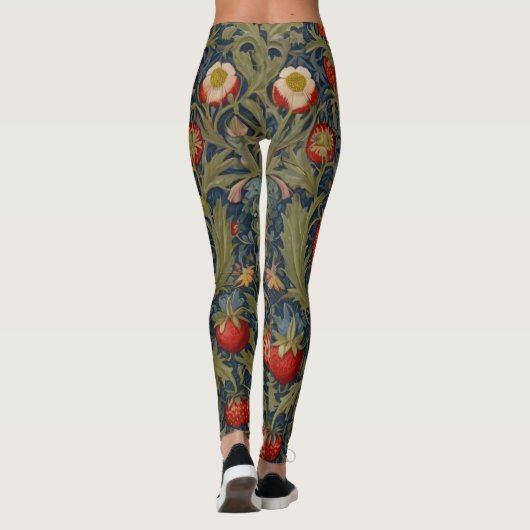 William Morris Strawberry Thief Floral Pattern Leggings (Achterkant)