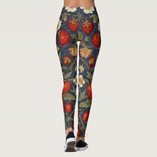 William Morris Strawberry Thief Floral Pattern Leggings (Achterkant)