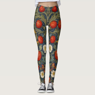 William Morris Strawberry Thief Floral Pattern Leggings