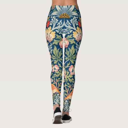 William Morris Strawberry Thief Floral Pattern Leggings (Achterkant)