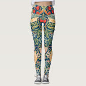 William Morris Strawberry Thief Floral Pattern Leggings (Voorkant)