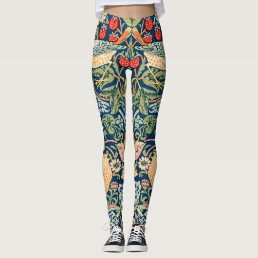 William Morris Strawberry Thief Floral Pattern Leggings (Voorkant)