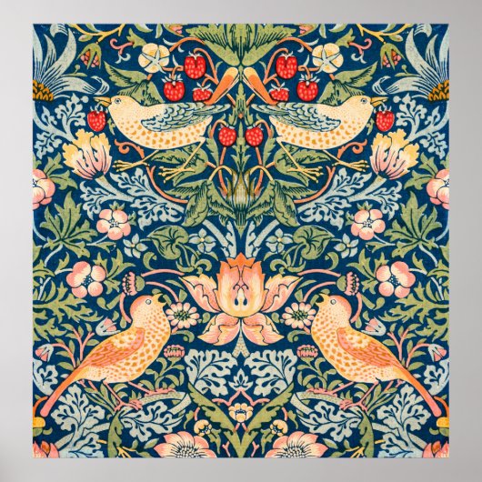 William Morris Strawberry Thief Floral Pattern Poster (Voorkant)