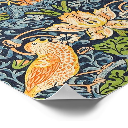 William Morris Strawberry Thief Floral Pattern Poster (Hoek)