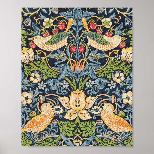 William Morris Strawberry Thief Floral Pattern Poster (Voorkant)