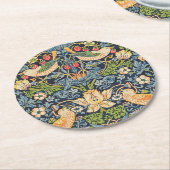 William Morris Strawberry Thief Floral Pattern Ronde Kartonnen Onderzetter (Gebogen)