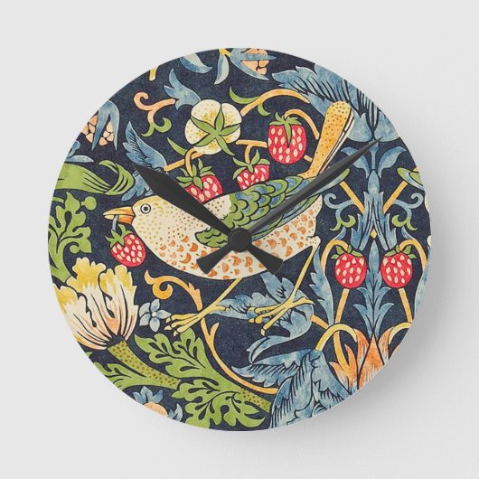William Morris Strawberry Thief Floral Pattern Ronde Klok (Voorkant)