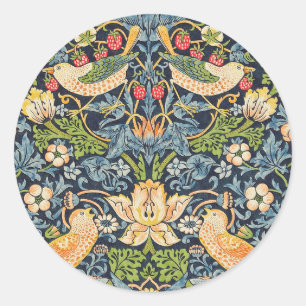 William Morris Strawberry Thief Floral Pattern Ronde Sticker