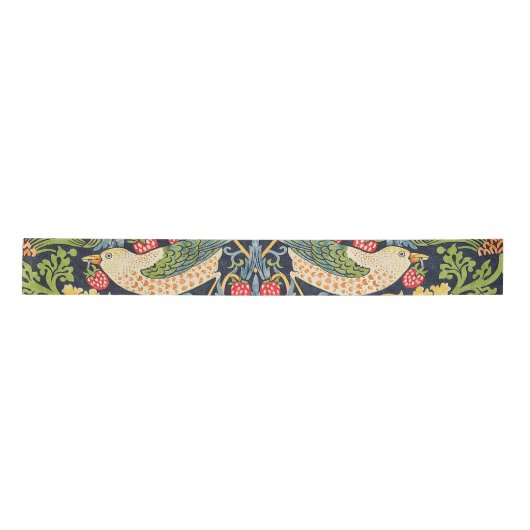 William Morris Strawberry Thief Floral Pattern Satijnen Lint (Voorkant)