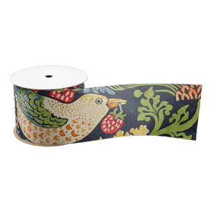 William Morris Strawberry Thief Floral Pattern Satijnen Lint