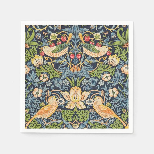 William Morris Strawberry Thief Floral Pattern Servet (Voorkant)