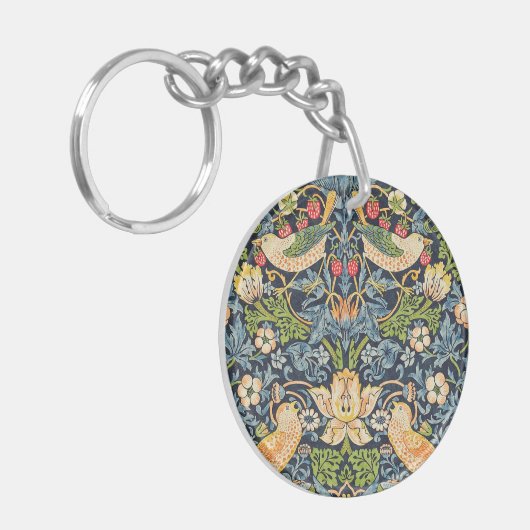 William Morris Strawberry Thief Floral Pattern Sleutelhanger (Voorkant Links)