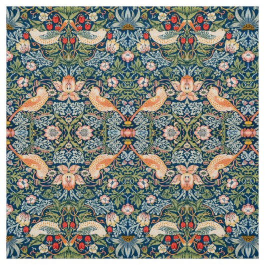 William Morris Strawberry Thief Floral Pattern Stof (Swatch)