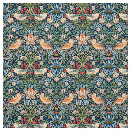William Morris Strawberry Thief Floral Pattern Stof (Swatch)