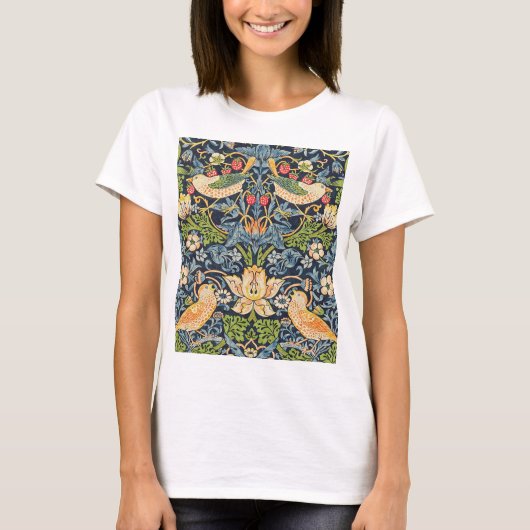 William Morris Strawberry Thief Floral Pattern T-shirt (Voorkant)