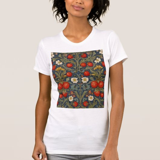 William Morris Strawberry Thief Floral Pattern T-shirt (Voorkant)