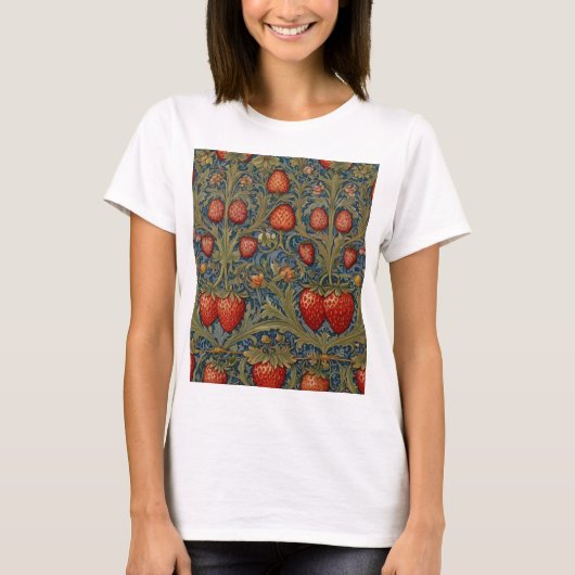 William Morris Strawberry Thief Floral Pattern T-shirt (Voorkant)
